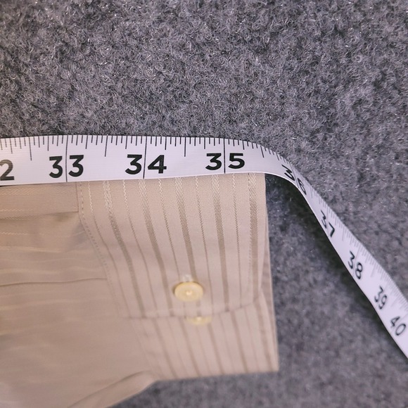 NWT Pronto Uomo Shirt Dress Shirt 18.5 36/37 Button Up Khaki Brown Tonal Stripe - Picture 11 of 16